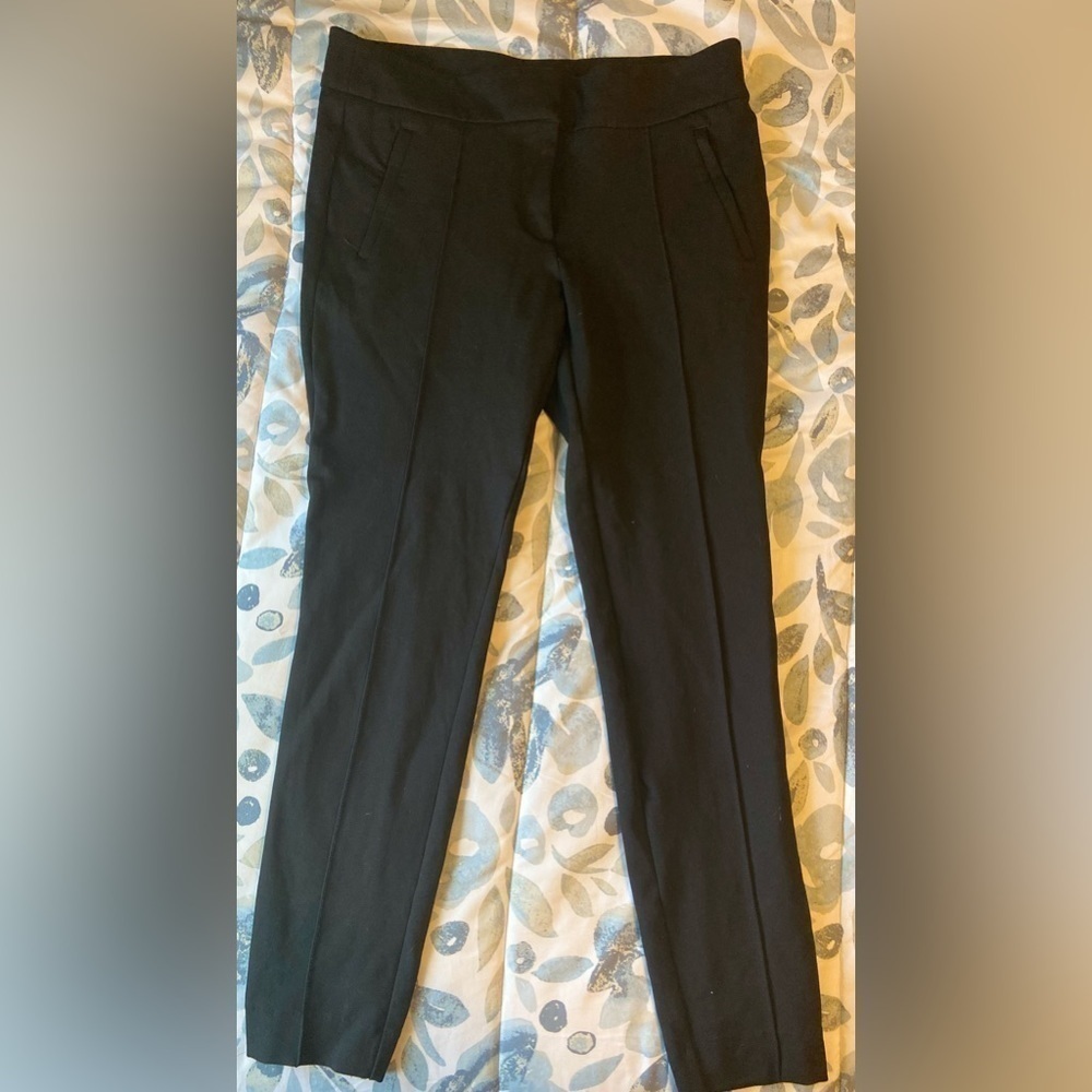 Womens Ann Taylor LOFT Size 8P Dark Gray Zip Pocket Pintuck Skinny Leg Pants